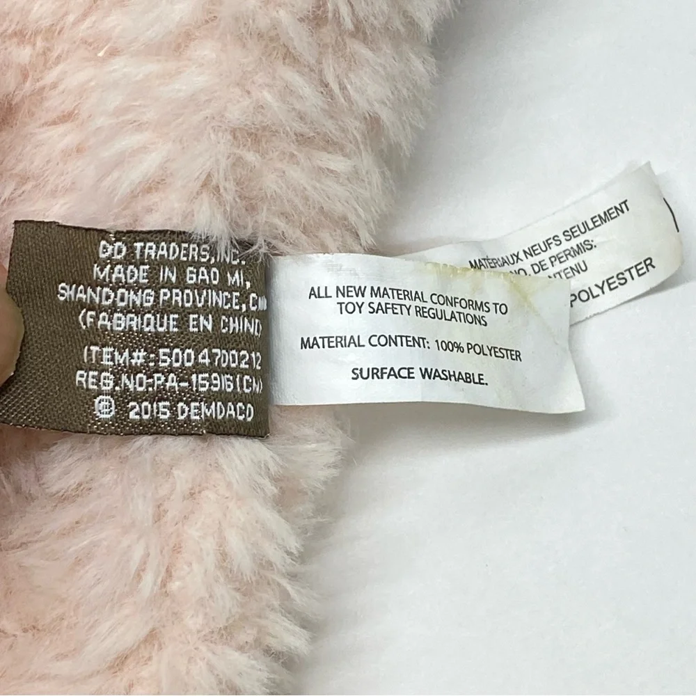 Demdaco Darling Blush Pink & White Bunny Rabbit Rattles Lovey Security Blanket